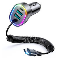 JOYROOM 4 IN 1 FAST CAR CHARGER PD, QC3.0, AFC, FCP WITH USB TYPE C CABLE 1.6M 60W BLACK (JR-CL19)