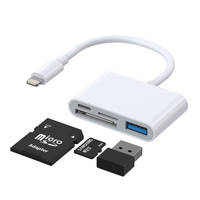 JOYROOM ADAPTER WITH SD AND TF CARD READER, USB OTG PORT AND CABLE WITH LIGHTNING CONNECTOR WHITE (S-H142)