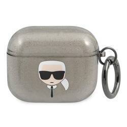 KARL LAGERFELD KLA3UKHGK AIRPODS 3 COVER BLACK/BLACK GLITTER KARL`S HEAD