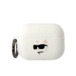 KARL LAGERFELD KLAP2RUNCHH AIRPODS PRO 2 (2022/2023) COVER WHITE/WHITE SILICONE CHUPETTE HEAD 3D