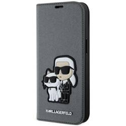 KARL LAGERFELD KLBKP14SSANKCPG IPHONE 14/15/13 6.1 "BOOKCASE SILVER / SILVER SAFFIANO KARL & CHOUPETTE