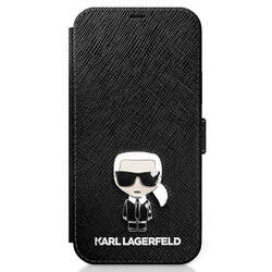 KARL LAGERFELD KLFLBKP12SIKMSBK IPHONE 12 MINI 5.4 "BLACK/BLACK BOOK SAFFIANO IKONIK METAL