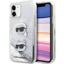 KARL LAGERFELD KLHCN61LDHKCNS IPHONE 11 / XR 6.1 "SREBRRY / SILVER HARDCASE LIQUID GLITTER KARL & CHUPETTE HEADS