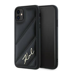 KARL LAGERFELD KLHCN61PQDSMGK IPHONE 11 / XR 6.1" BLACK/BLACK HARDCASE DIAGONAL QUILTED SCRIPT