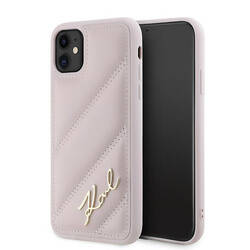 KARL LAGERFELD KLHCN61PQDSMGP IPHONE 11 / XR 6.1" PINK/PINK HARDCASE DIAGONAL QUILTED SCRIPT