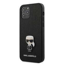 KARL LAGERFELD KLHCP12MIKMSBK IPHONE 12/12 PRO 6.1 "BLACK /BLACK HARDCASE SAFFIANO IKONIK METAL