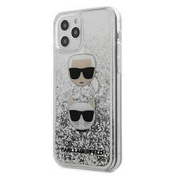 KARL LAGERFELD KLHCP12MKCGLSL IPHONE 12/12 PRO 6.1 "SREBRRY/SILVER HARDCASE LIQUID GLITTER KARL & CHUPETTE