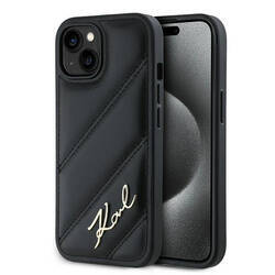 KARL LAGERFELD KLHCP13MPQDSMGK IPHONE 13 6.1" BLACK/BLACK HARDCASE DIAGONAL QUILTED SCRIPT