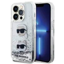 KARL LAGERFELD KLHCP14LLDHKCNS IPHONE 14 PRO 6.1 "SREBRRY/SILVER HARDCASE LIQUID GLITTER KARL & CHOUPETTE HEADS