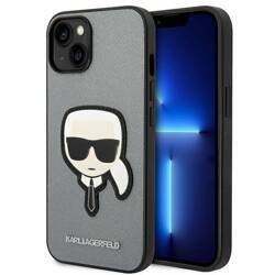 KARL LAGERFELD KLHCP14SSAPKHG IPHONE 14 / 15/13 6.1 "SREBRRY / SILVER HARDCASE SAFFIANO KARL`S HEAD PATCH