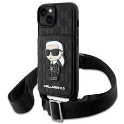 KARL LAGERFELD KLHCP14SSKSAKHPKK IPHONE 14/15/13 6.1 "HARDCASE CZARNY / BLACK CROSSBODY SAFFIANO IKONIK MONOGRAM