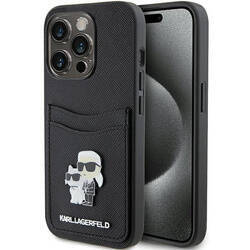 KARL LAGERFELD KLHCP15LSAPKCNPK IPHONE 15 PRO 6.1 "BLACK/BLACK HARDCASE SAFFIANO CARDSLOT KARL & CHUPETTE METAL PIN