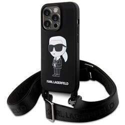 KARL LAGERFELD KLHCP15LSCBSKNK IPHONE 15 PRO 6.1 "HARDCASE BLACK/BLACK CROSSBODY SILICONE IKONIK