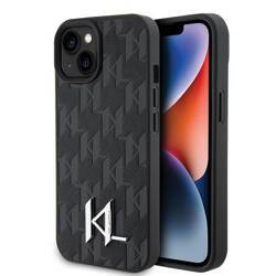 KARL LAGERFELD KLHCP15SPKLPKLK IPHONE 15/14/13 6.1 "BLACK / BLACK HARDCASE LEATHER MONOGRAM HOT STAMP METAL LOGO