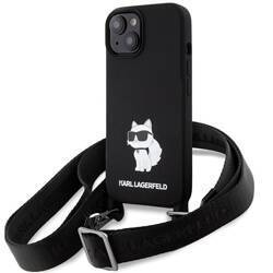 KARL LAGERFELD KLHCP15SSCBSCNK IPHONE 15/14/13 6.1 "HARDCASE BLACK / BLACK CROSSBODY SILICONE CHUPETTE