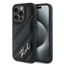 KARL LAGERFELD KLHCP15XPQDSMGK IPHONE 15 PRO MAX 6.7" BLACK/BLACK HARDCASE DIAGONAL QUILTED SCRIPT