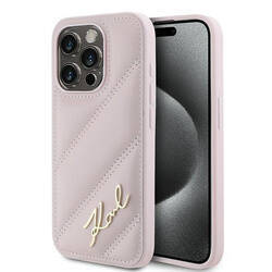 KARL LAGERFELD KLHCP15XPQDSMGP IPHONE 15 PRO MAX 6.7" PINK/PINK HARDCASE DIAGONAL QUILTED SCRIPT