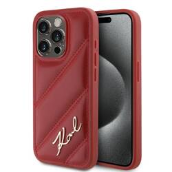 KARL LAGERFELD KLHCP15XPQDSMGR IPHONE 15 PRO MAX 6.7" RED/RED HARDCASE DIAGONAL QUILTED SCRIPT