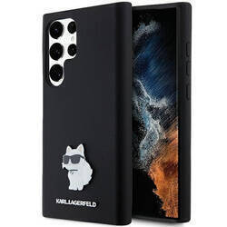 KARL LAGERFELD KLHCS24LSMHCNPK S24 ULTRA S928 BLACK/BLACK HARDCASE SILICONE CHOUPETTE METAL PIN