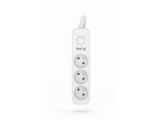 KERG M02375 EXTENSION CORD WITH SWITCH 3 SOCKETS 10A 2300W CABLE 1.5M WHITE-GRAY