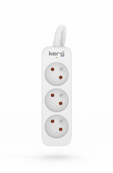 KERG M02387 EXTENSION CORD WITHOUT SWITCH 3 SOCKETS 16A 3680W CABLE 1.5M WHITE-GRAY