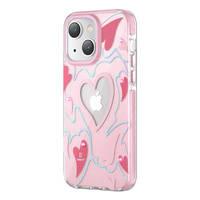 KINGXBAR HEART STAR SERIES CASE FOR IPHONE 14 PINK HEART CASE