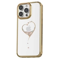 KINGXBAR WISH SERIES SILICONE CASE WITH CRYSTALS FOR IPHONE 15 - GOLD