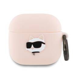 Karl Lagerfeld KLA4RUNCHP AirPods 4       cover różowy/pink Silicone Choupette Head 3D