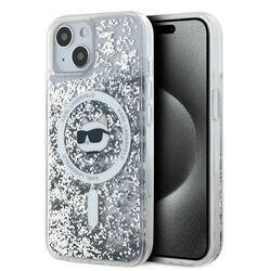 Karl Lagerfeld KLHMP13MLGCHSGH iPhone 13 6.1" hardcase transparent Liquid Glitter Choupette Head Magsafe