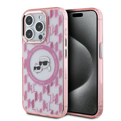 Karl Lagerfeld KLHMP15LHMCKMHP iPhone 15 Pro 6.1" różowy/pink IML Monogram Karl&Choupette Head MagSafe