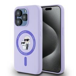 Karl Lagerfeld KLHMP15LSCMKCRHU iPhone 15 Pro 6.1" fioletowy/purple hardcase Silicone KC Heads Ring MagSafe