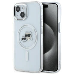 Karl Lagerfeld KLHMP15SHLSKCH iPhone 15   6.1" biały/white hardcase IML Metal Karl&Choupette Head MagSafe