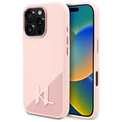 Karl Lagerfeld KLHMP16LSCMKMPCP iPhone 16 Pro 6.3" różowy/pink hardcase Silicone Shadow Metal Initial MagSafe