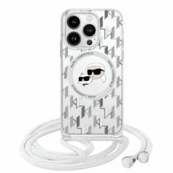 Karl Lagerfeld KLHMP16SHCKCKLCT iPhone    16 6.1" transparent hardcase IML Crossbody Monogram Karl & Choupette Head MagSafe