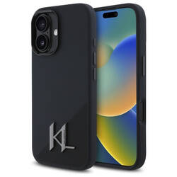 Karl Lagerfeld KLHMP16SSCMKMPCK iPhone    16 6.1" czarny/black hardcase Silicone Shadow Metal Initial MagSafe