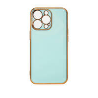 LIGHTING COLOR CASE FOR IPHONE 12 PRO, GEL COVER WITH A GOLD FRAME, MINT