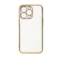 LIGHTING COLOR CASE FOR IPHONE 12 PRO MAX WHITE GEL COVER WITH GOLD FRAME
