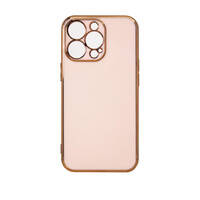 LIGHTING COLOR CASE FOR IPHONE 12 PRO PINK GEL COVER WITH GOLD FRAME