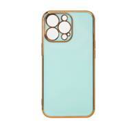 LIGHTING COLOR CASE FOR IPHONE 13 PRO, GEL COVER WITH A GOLD FRAME, MINT