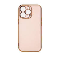 LIGHTING COLOR CASE FOR IPHONE 13 PRO PINK GEL COVER WITH GOLD FRAME