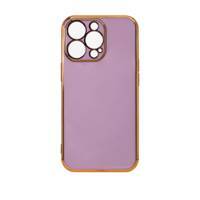 LIGHTING COLOR CASE FOR IPHONE 13 PRO PURPLE GEL COVER WITH GOLD FRAME