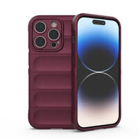MAGIC SHIELD CASE CASE FOR IPHONE 14 PRO ELASTIC ARMORED COVER IN BURGUNDY