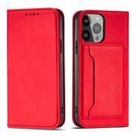 MAGNET CARD CASE CASE FOR IPHONE 14 FLIP COVER WALLET STAND RED