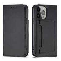 MAGNET CARD CASE CASE FOR IPHONE 14 PLUS FLIP COVER WALLET STAND BLACK