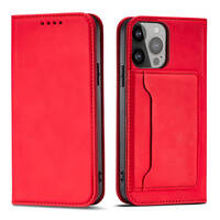 MAGNET CARD CASE CASE FOR IPHONE 14 PRO FLIP COVER WALLET STAND RED