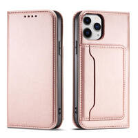 MAGNET CARD CASE FOR IPHONE 12 COVER CARD WALLET CARD STAND PINK