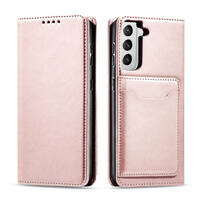 MAGNET CARD CASE FOR SAMSUNG GALAXY S22 + (S22 PLUS) POUCH WALLET CARD HOLDER PINK