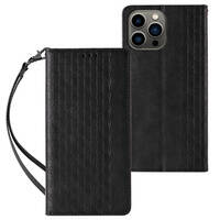 MAGNET STRAP CASE CASE FOR IPHONE 13 PRO POUCH WALLET + MINI LANYARD PENDANT BLACK