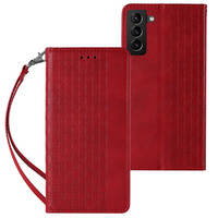 MAGNET STRAP CASE CASE FOR SAMSUNG GALAXY S22 ULTRA POUCH WALLET + MINI LANYARD PENDANT RED