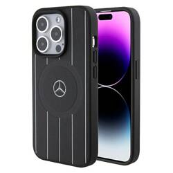 MERCEDES MEHMP15X23RHSK IPHONE 15 PRO MAX 6.7 "BLACK/BLACK HARDCASE STRIPES PATTERN LEATHER MAGSAFE